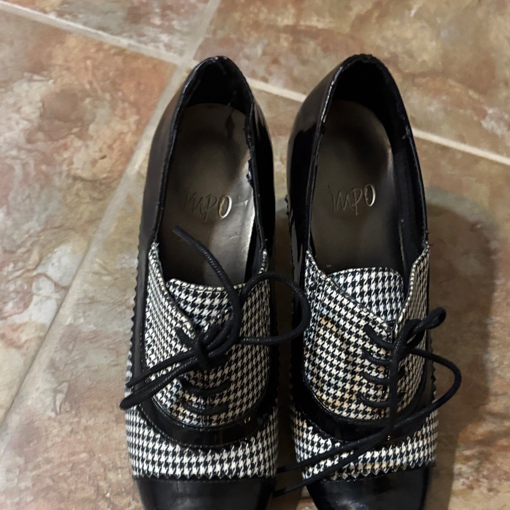 Impo Black and White Houndstooth Loafers